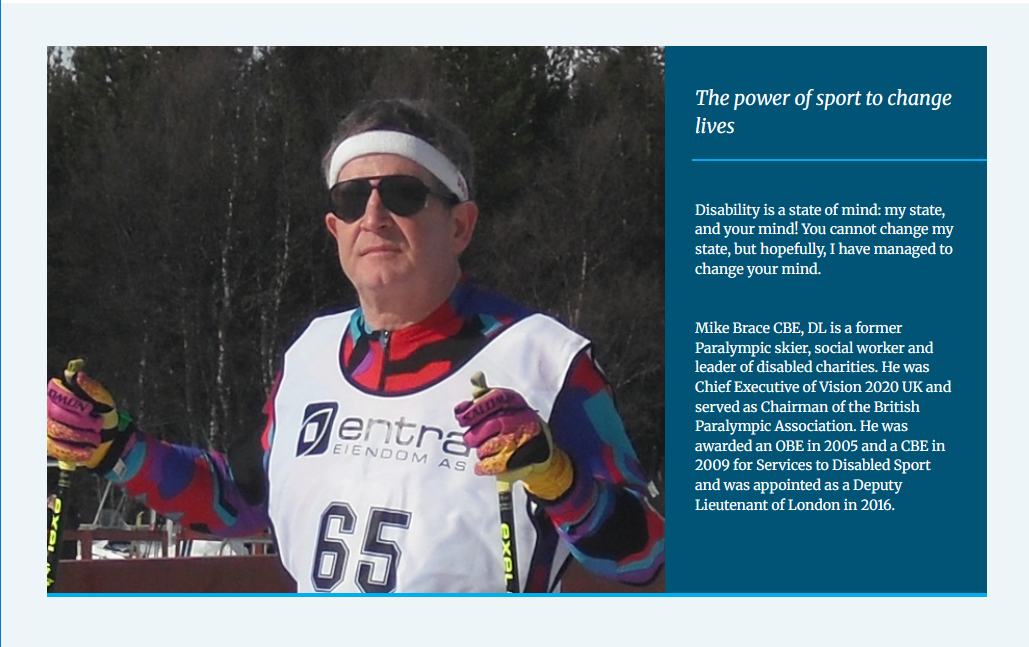 cover page of Mike's 1st autobiography book showing Mike skiing